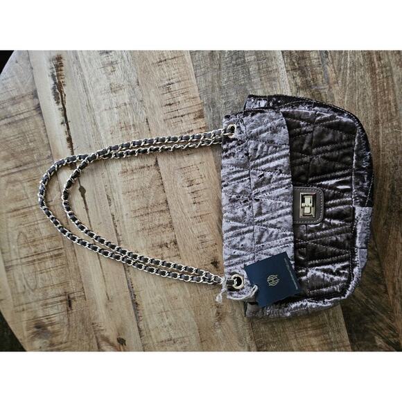 House Of Harlow 1960 NWT Brown Crushed Velvet Quilted Shoulder Bag Elegant - Picture 4 of 11